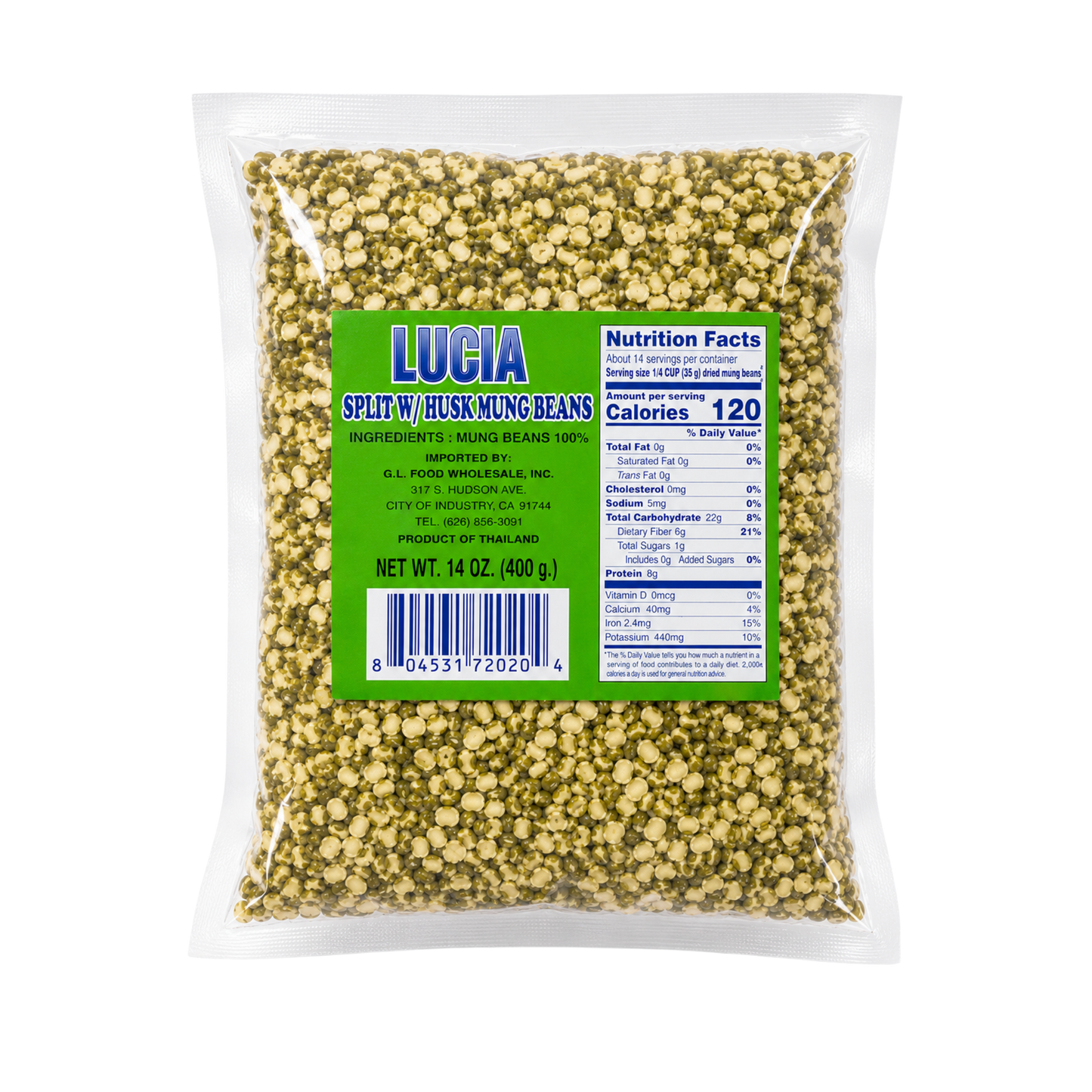 Lucia Mung Beans Split w/ Husk - 50/14oz