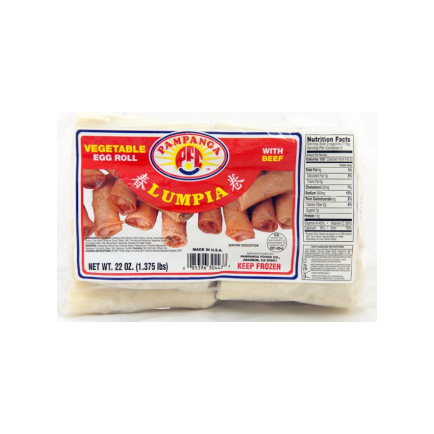 Pampanga Vegetable Egg Roll with Beef - 12/22oz