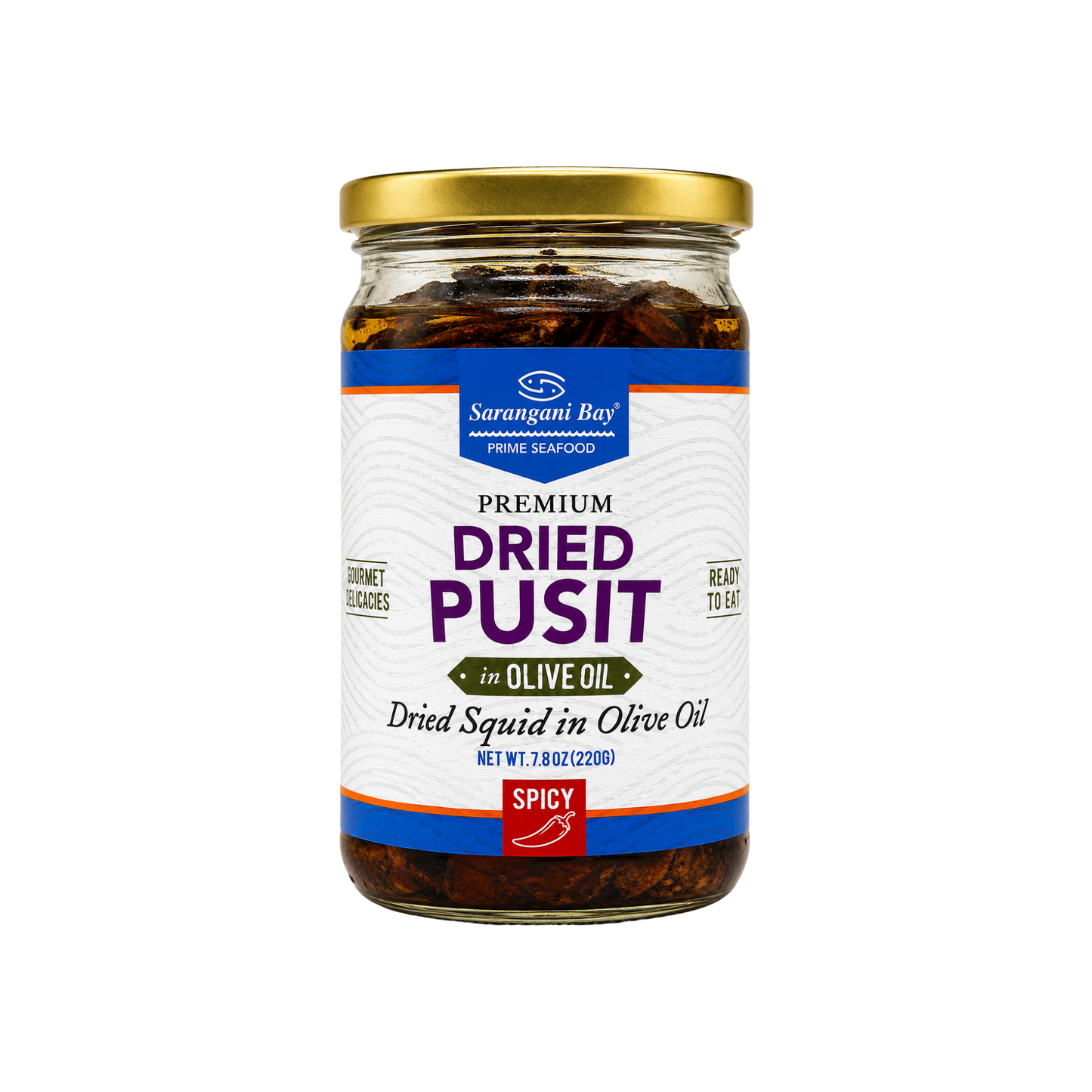 Sarangani Bay Premium Dried Pusit In Olive Oil - Spicy - 24/220g | 7.8oz