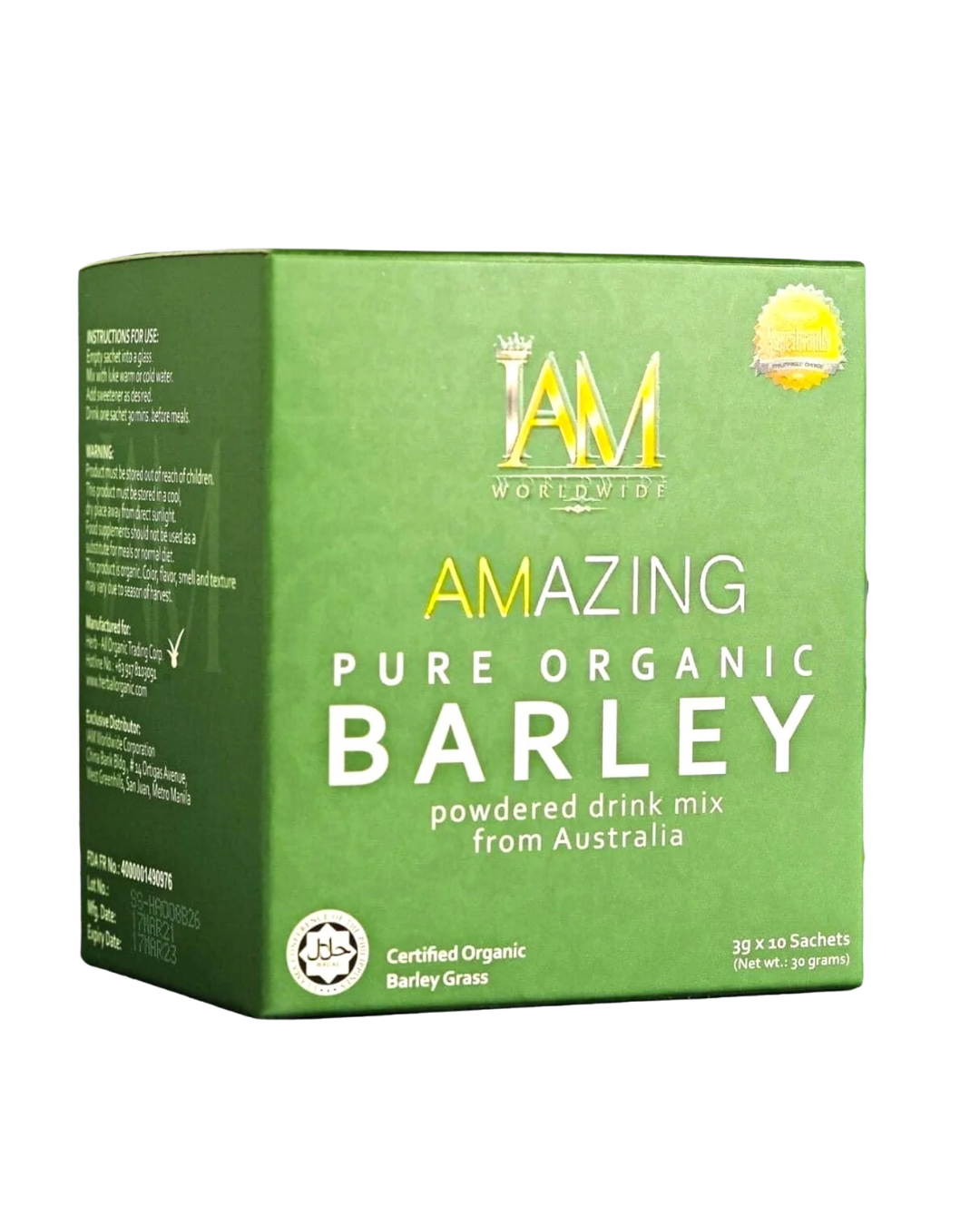 IAM AMAZING Pure Organic Barley Powdered Drink- 10/3g