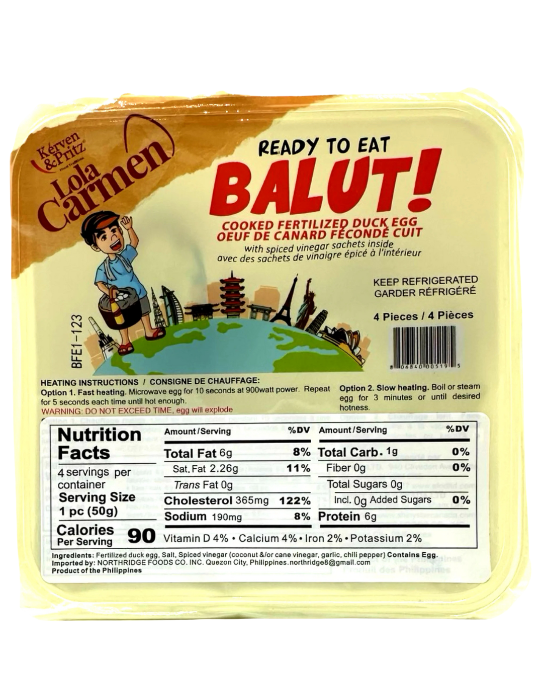 Lola Carmen Ready-to-Eat Balut - 12/4pcs