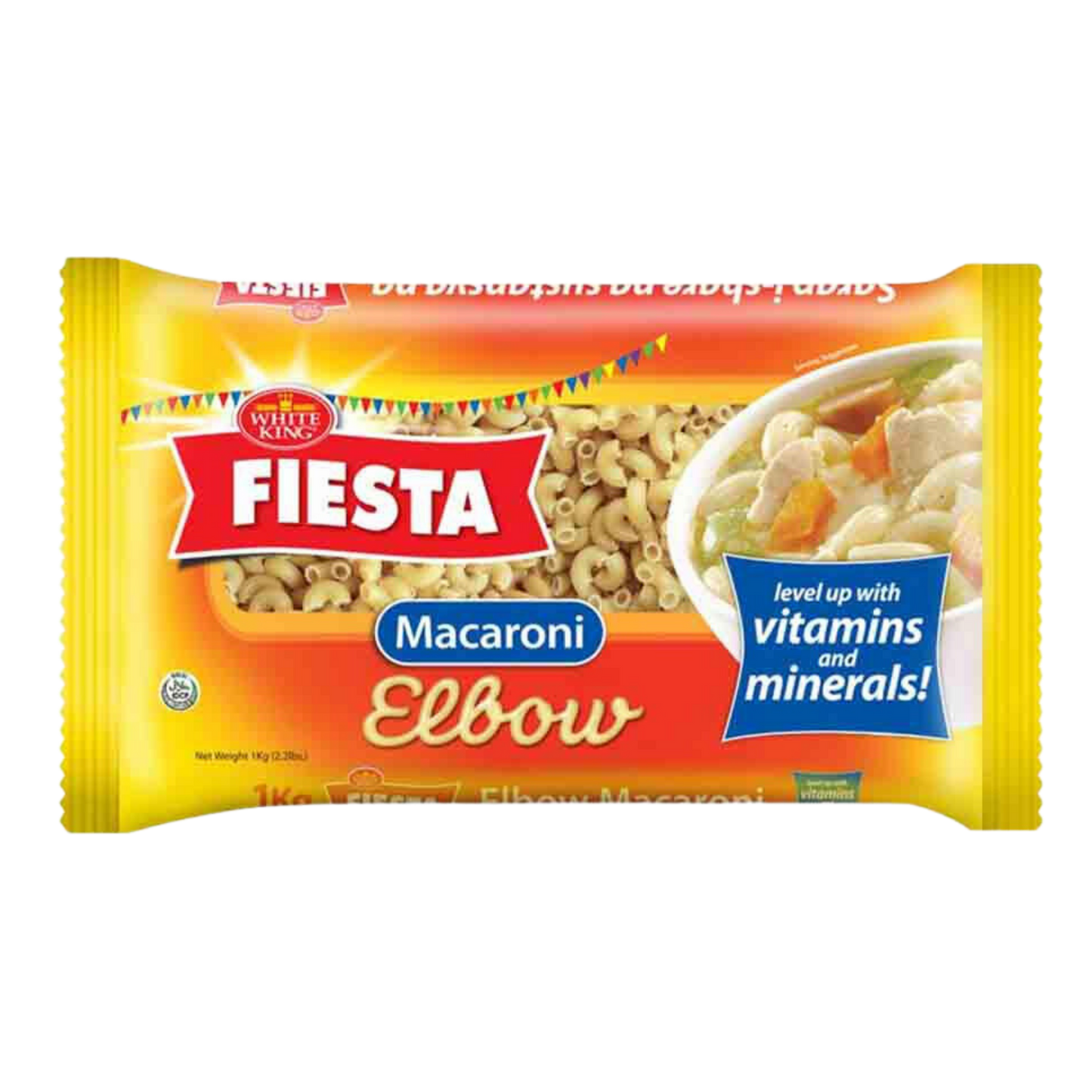 White King Fiesta Elbow Macaroni - 12/1kg | 35.27oz