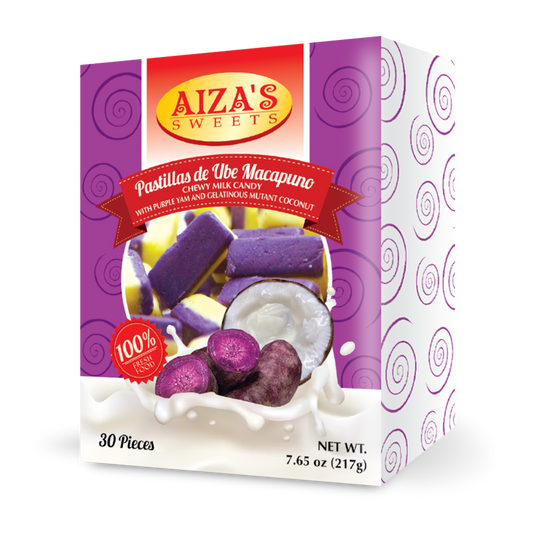 Aiza's Sweets Pastillas de Ube Macapuno - 30x25/217g | 7.65oz