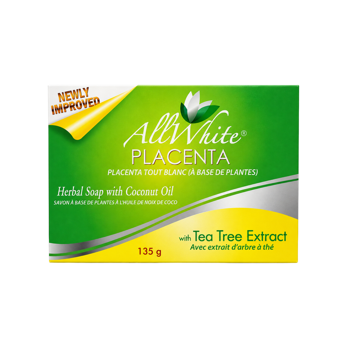 C&H All White Placenta Herbal Soap w/ Coconut Oil Tea Tree Extract - 135g