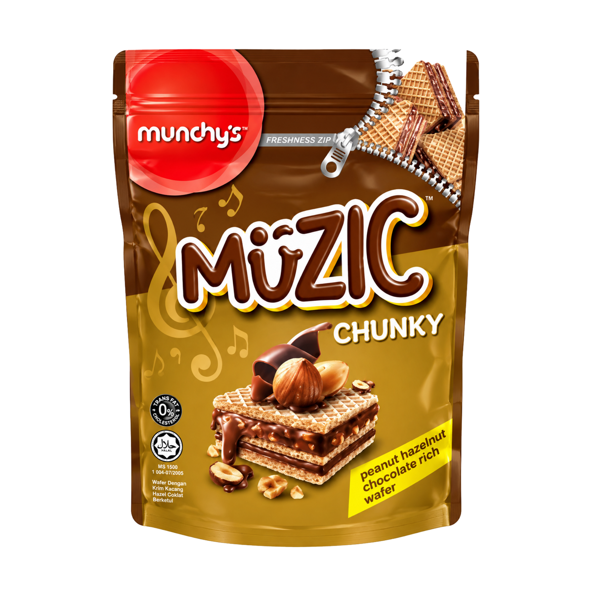 Munchy's Muzic Chunky Hazenut Chocolate Rich Wafer - 24/150g