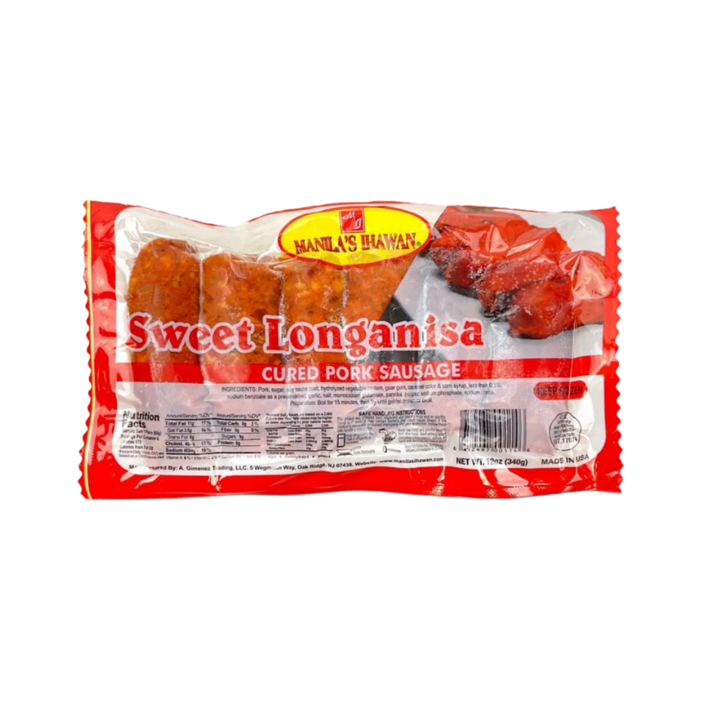 Manila's Ihawan Sweet Pork Longanisa (Bulk) - 25lbs