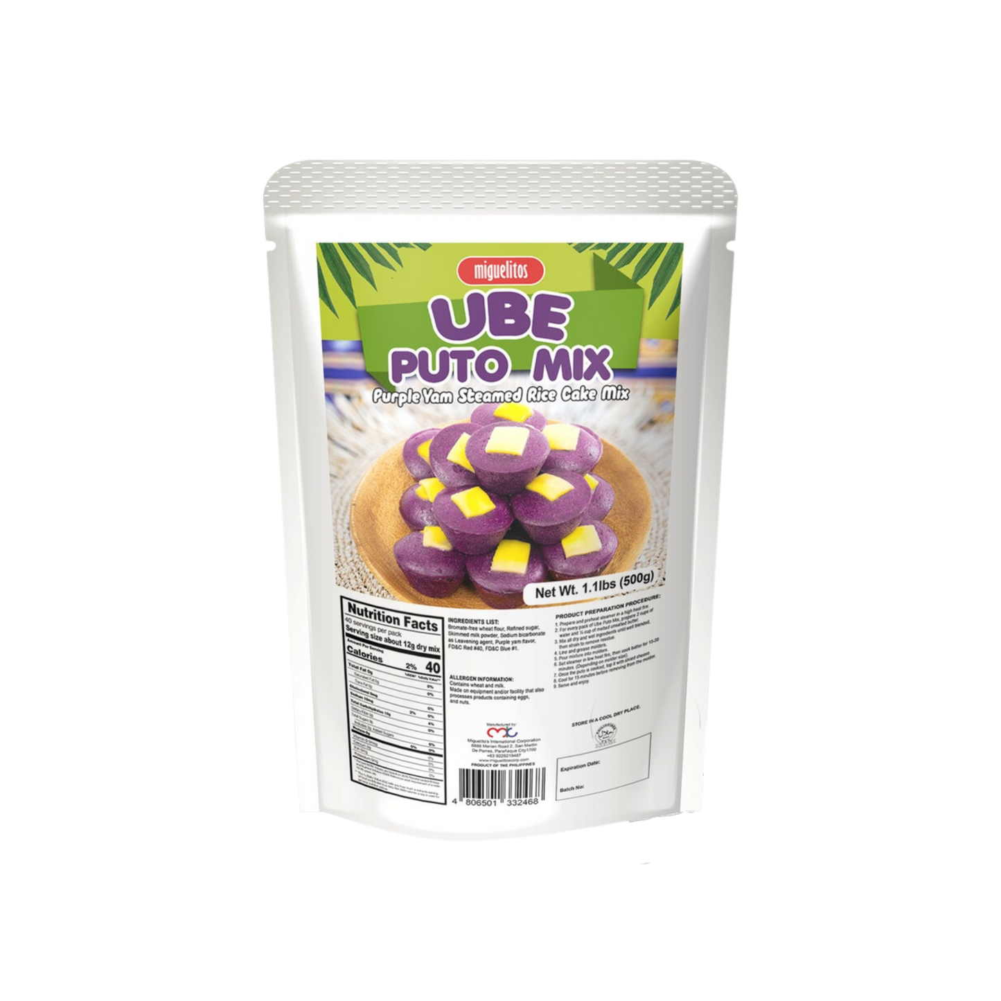 Miguelitos Ube Puto Mix - 12/500g  | 17.64oz