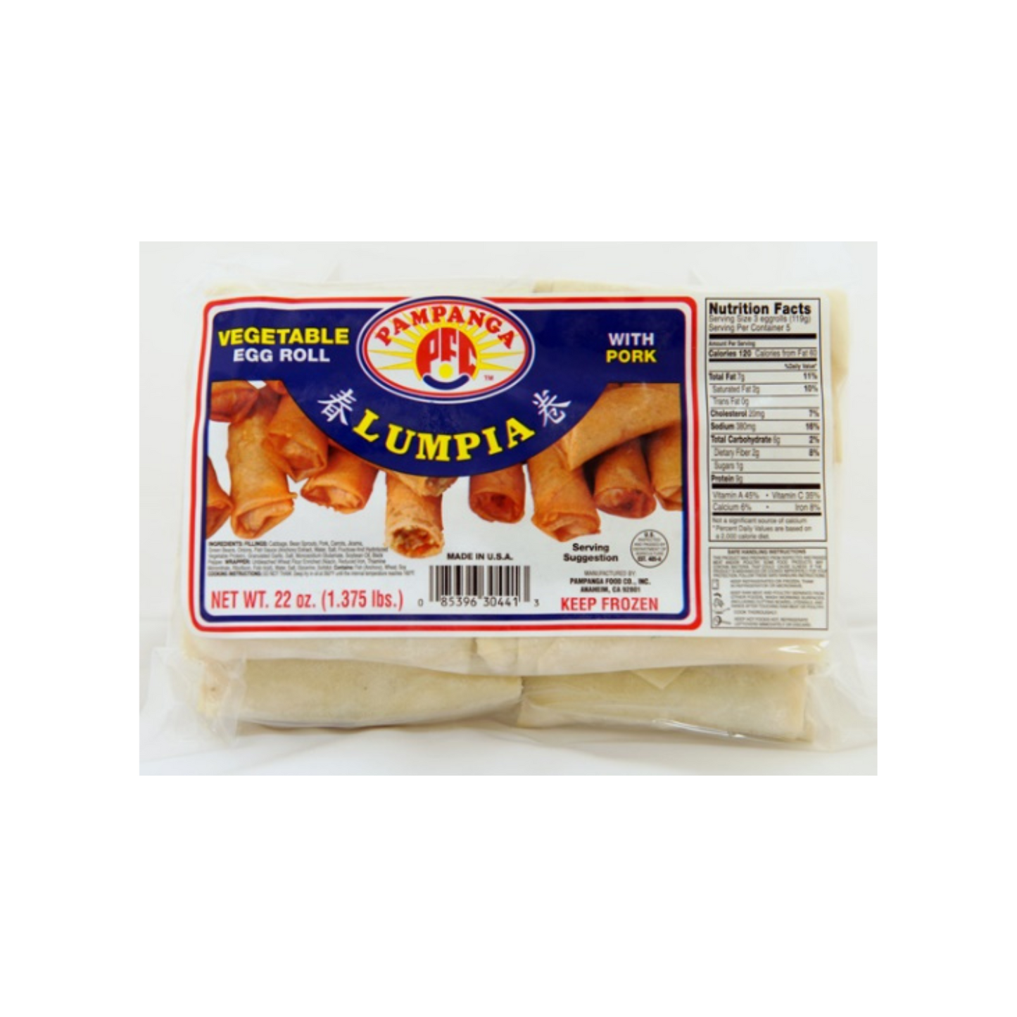 Pampanga Vegetable Egg Roll with Pork  - 12/22oz