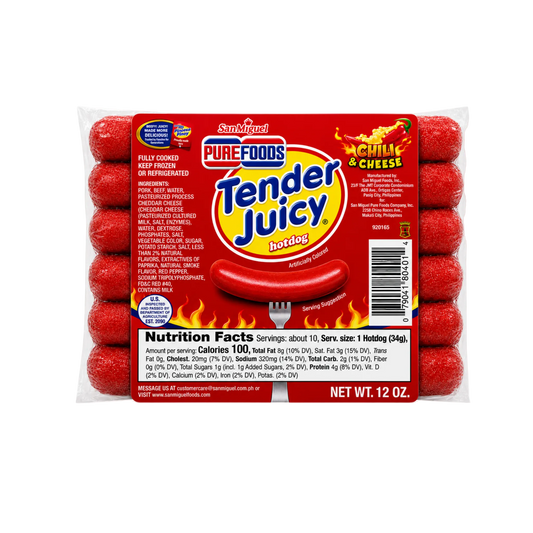 Purefoods Tender Juicy Hotdog Chili Cheese - 12/340g  | 12Oz..