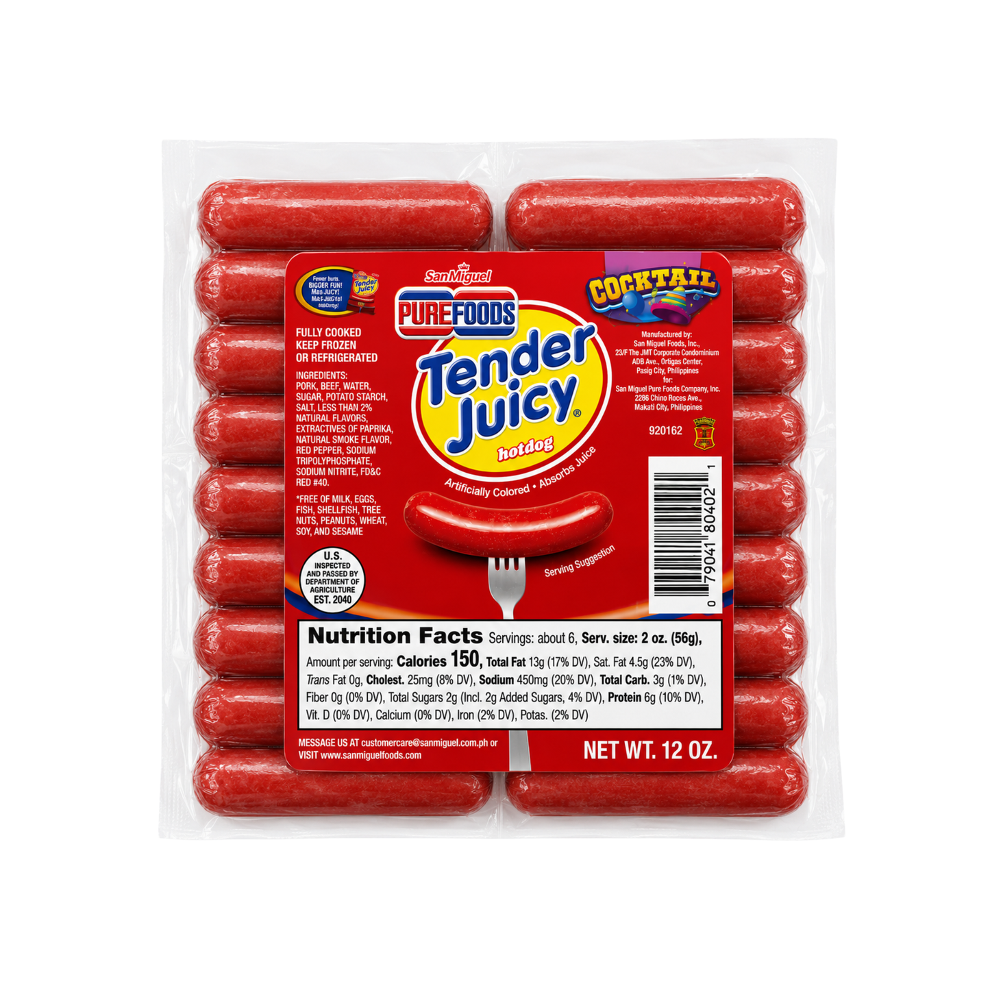 Purefoods Tender Juicy Hotdog Cocktail - 12/340g  | 12Oz.