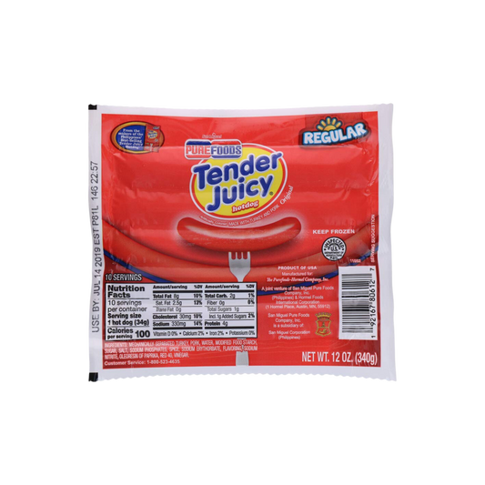 Purefoods Tender Juicy Hotdog Classic - 12/340g  | 12oz