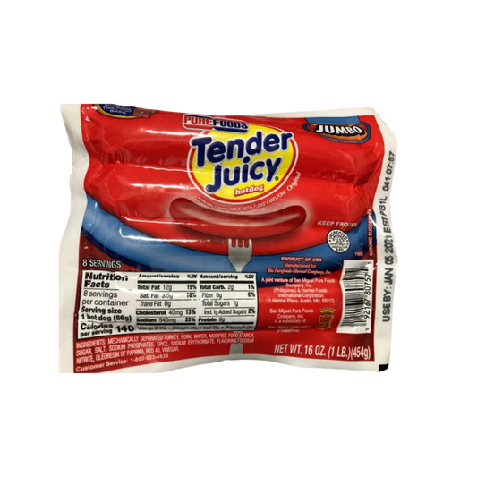 Purefoods Tender Juicy Hotdog Jumbo - 4/454g  | 16oz