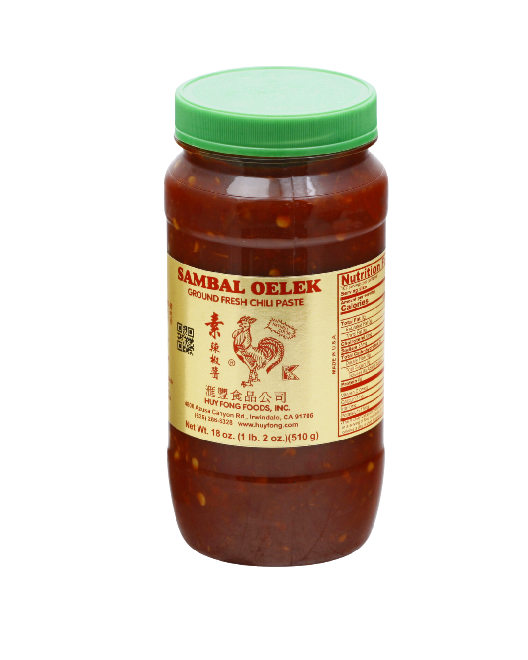 Huy Fong Sambal Oelek Ground Chili Paste - - 12/510g | 18oz