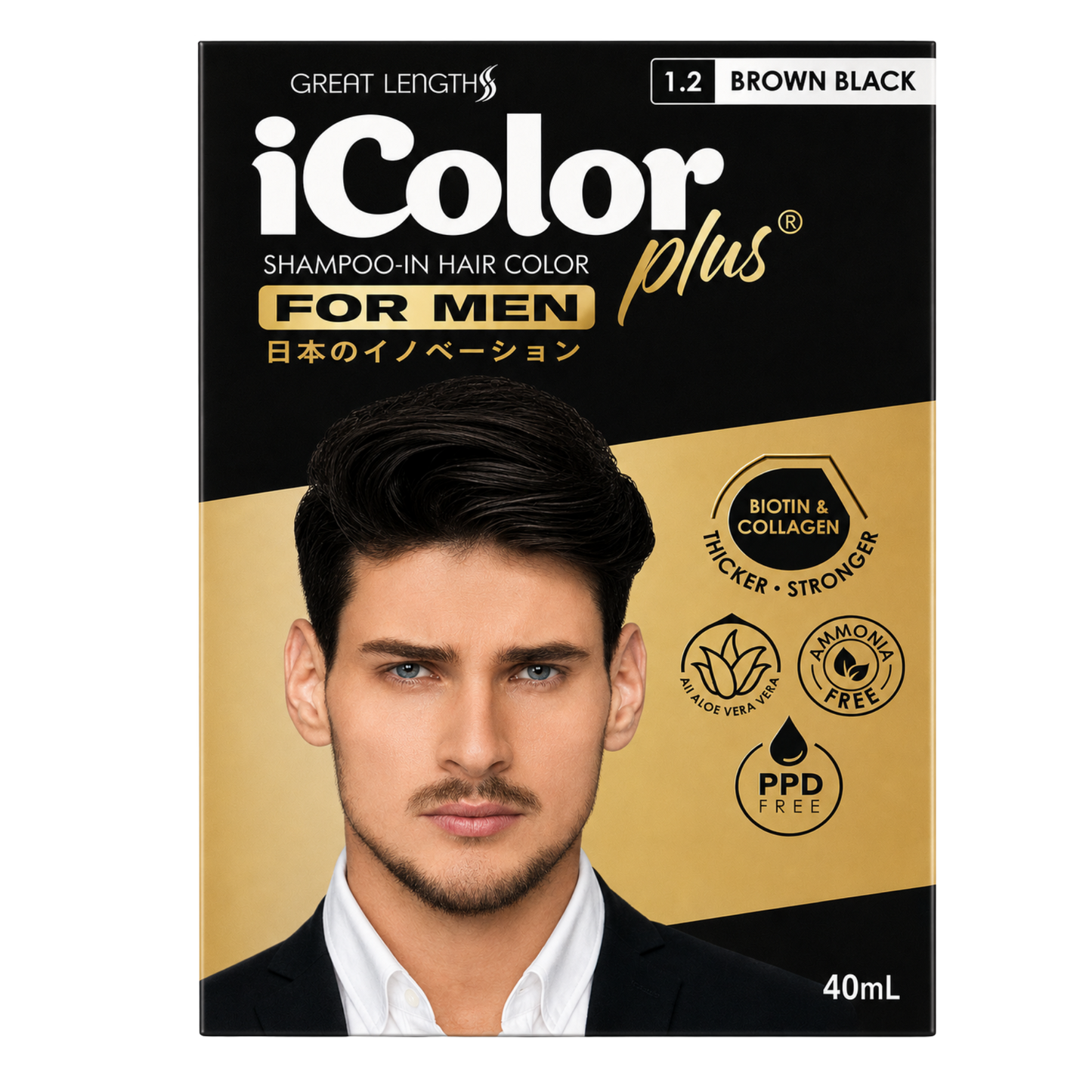 Icolor Shampoo-In Hair Color For Men - Brown Black - 1x10/40ml