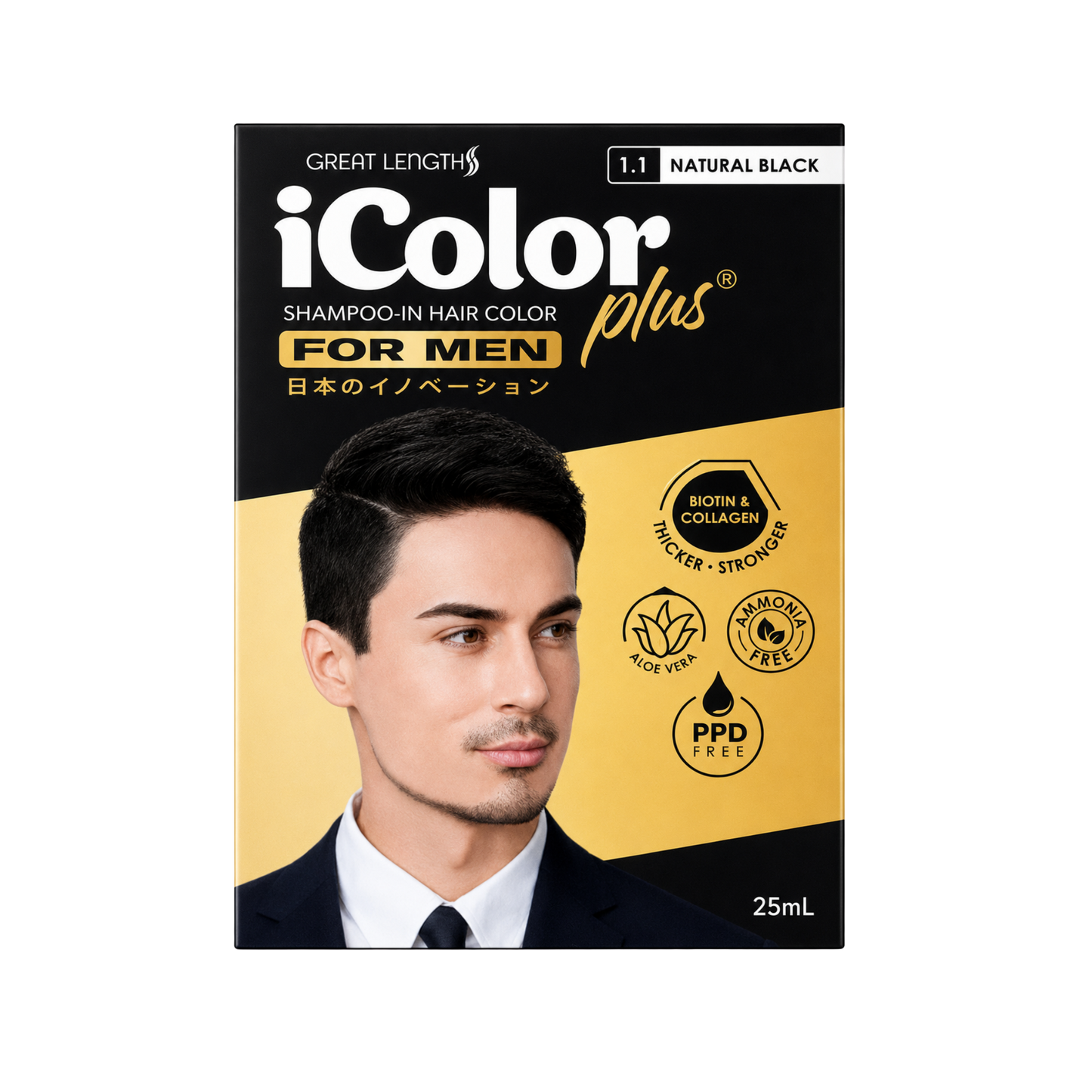 Icolor Shampoo-In Hair Color For Men - Natural Black - 1x10/25ml
